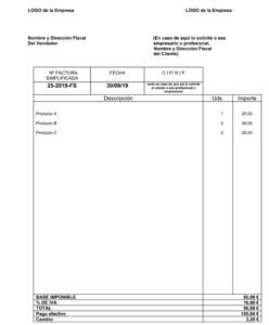 Modelo De Factura Simplificada Entre Tr Mites