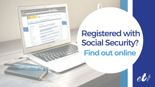 computer showing the page that tells you if you are registered with social security