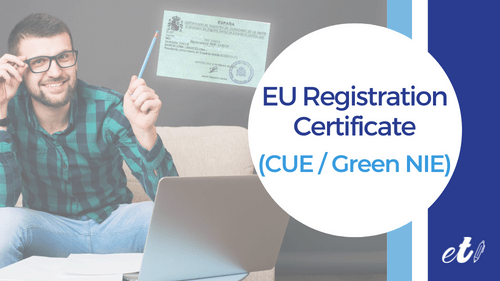 man pointing to the EU Registration Certificate
