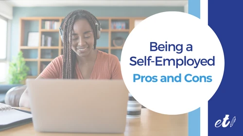 woman researching the pros and cons of being self-employed