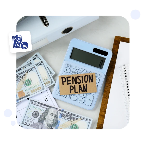pension plan card and money around