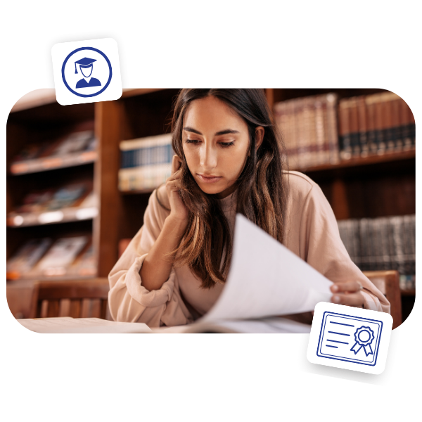 Girl researching for homologation in Spain