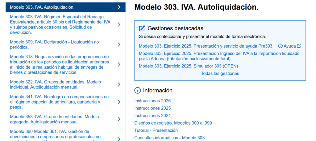 cómo presentar el modelo 303