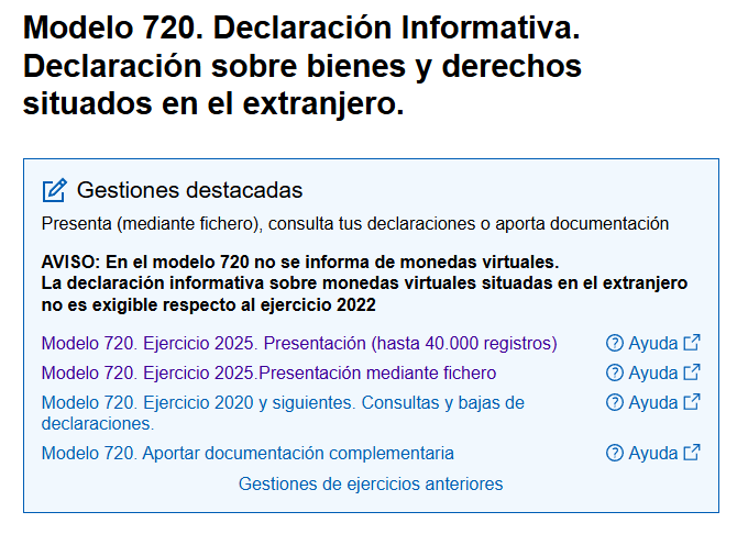 presentar el modelo 720