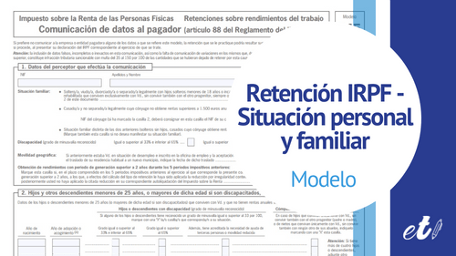 modelo 145 retencion IRPF situacion personal y familiar