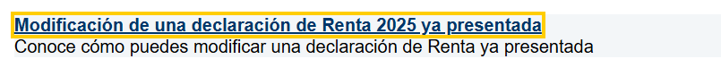 modificación de una declaración ya presentada