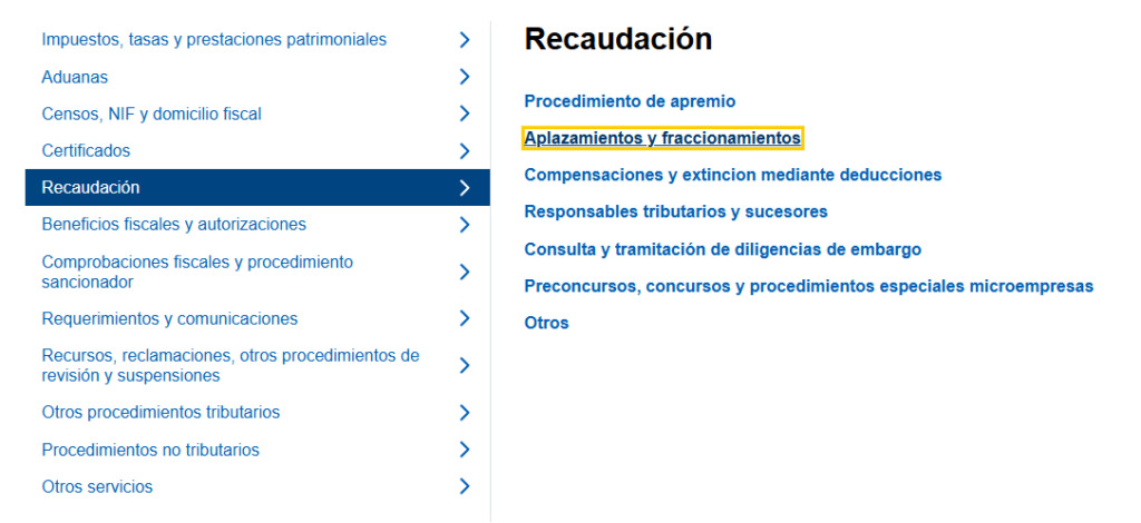 aplazamiento de renta