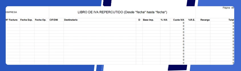 Ejemplo de libro contable - Factura emitida