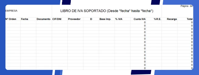 Ejemplo de libro contable - Factura recibida